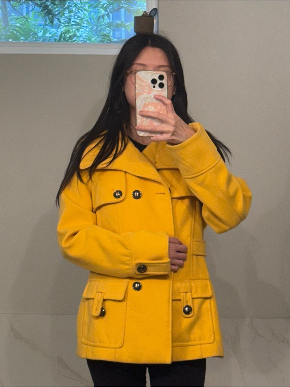 Yellow Wool Blend Peacoat